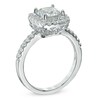 Thumbnail Image 1 of 7.0mm Cushion-Cut Lab-Created White Sapphire Frame Ring in Sterling Silver