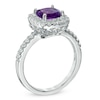 Thumbnail Image 2 of 7.0mm Cushion-Cut Amethyst and Lab-Created White Sapphire Ring in Sterling Silver