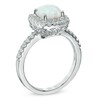 Thumbnail Image 2 of 7.0mm Cushion-Cut Lab-Created Opal and White Sapphire Frame Ring in Sterling Silver
