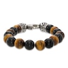 Thumbnail Image 0 of Men's Tiger's Eye and Onyx Bead Stainless Steel Stretch Bracelet - 8.5"