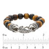 Thumbnail Image 1 of Men's Tiger's Eye and Onyx Bead Stainless Steel Stretch Bracelet - 8.5"
