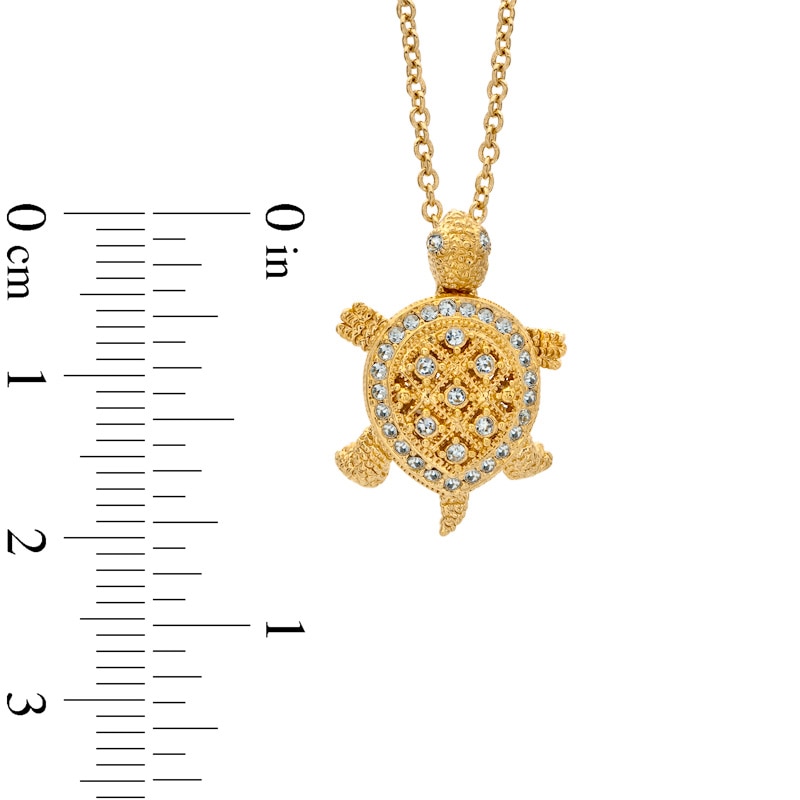 Main Image 2 of AVA Nadri Crystal Turtle Pendant in Brass with 18K Gold Plate - 16"