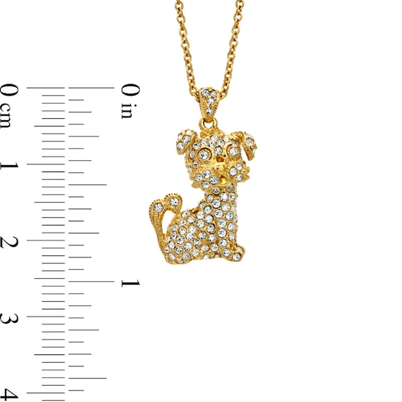 AVA Nadri Crystal Dog Pendant in Brass with 18K Gold Plate - 16"