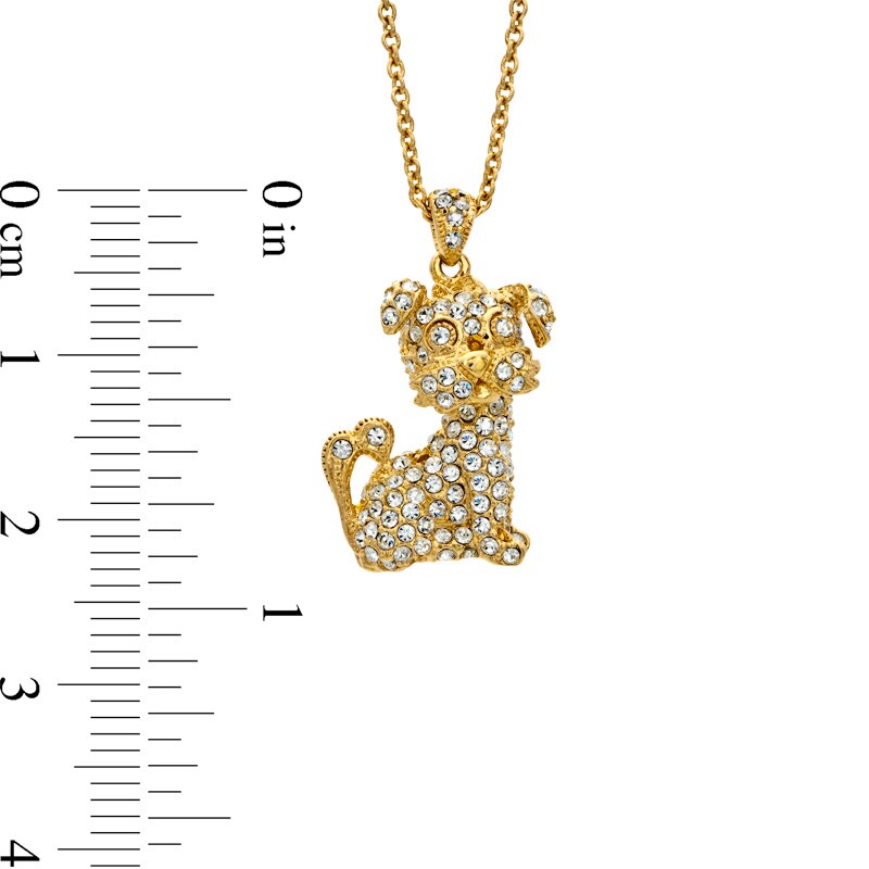 AVA Nadri Crystal Dog Pendant in Brass with 18K Gold Plate - 16"