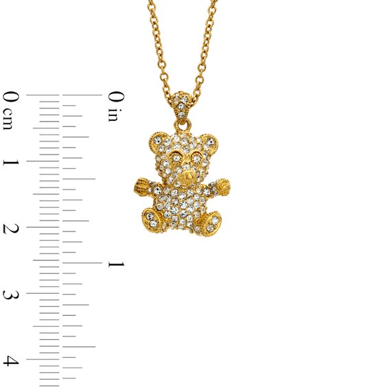 AVA Nadri Crystal Teddy Bear Pendant in Brass with 18K Gold Plate - 16"