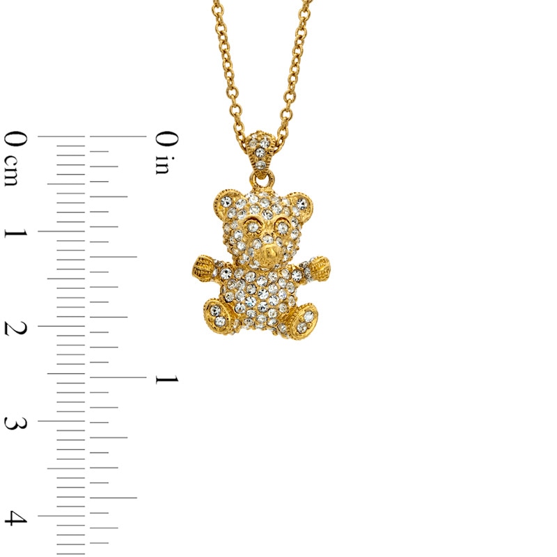 Main Image 2 of AVA Nadri Crystal Teddy Bear Pendant in Brass with 18K Gold Plate - 16"