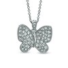 Thumbnail Image 1 of AVA Nadri Crystal Vintage-Style Butterfly Pendant in White Rhodium-Plated Brass - 16"