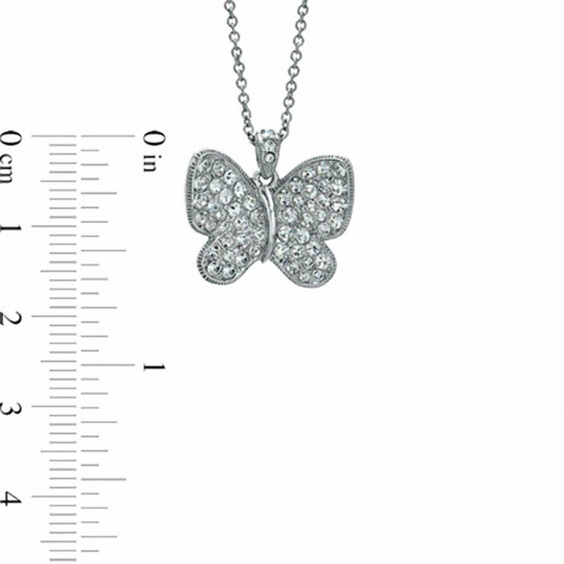 Main Image 2 of AVA Nadri Crystal Vintage-Style Butterfly Pendant in White Rhodium-Plated Brass - 16"