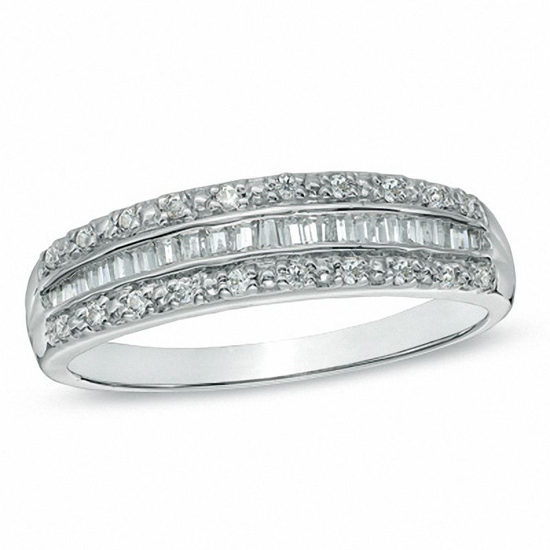 Main Image 1 of 1/4 CT. T.W. Baguette Diamond Band in 10K White Gold