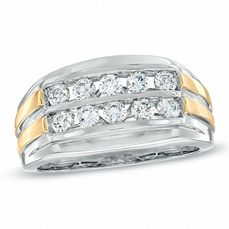 Main Image 1 of Men's 1 CT. T.W. Diamond Anniversary Ring in 10K Two-Tone Gold