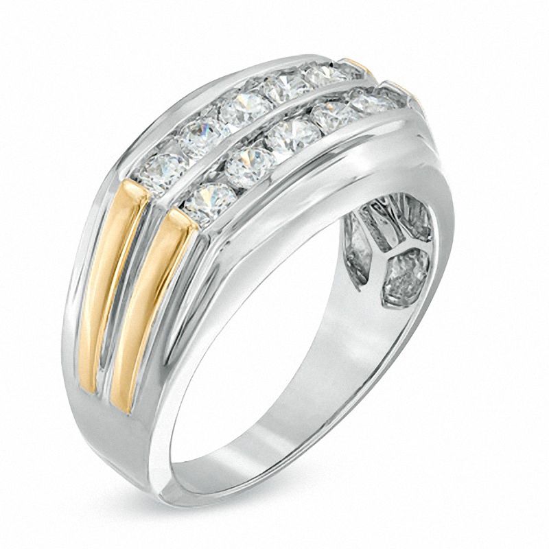 Main Image 2 of Men's 1 CT. T.W. Diamond Anniversary Ring in 10K Two-Tone Gold