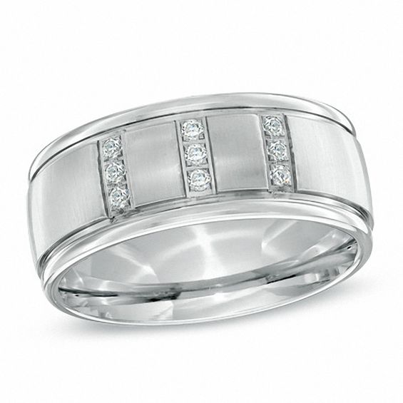 Triton 1/8 CT. T.w. Diamond Comfort Fit Stainless Steel Wedding Band - Size 10
