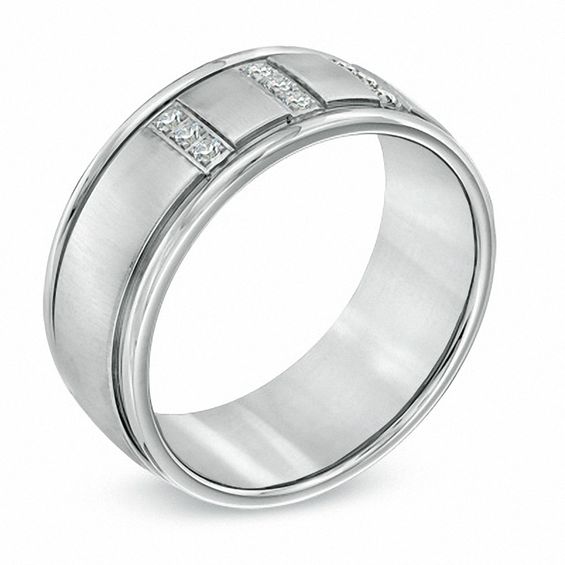 Triton 1/8 CT. T.w. Diamond Comfort Fit Stainless Steel Wedding Band - Size 10