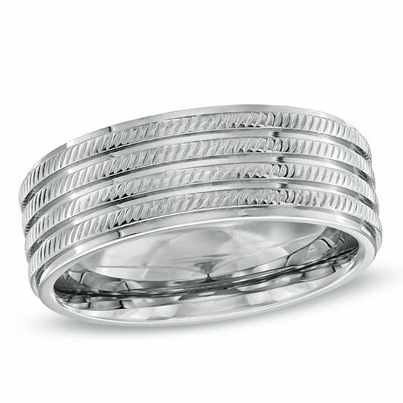 Triton 8.0mm Comfort Fit Stainless Steel Wedding Band - Size 10