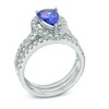Thumbnail Image 2 of Pear-Shaped Tanzanite and 1-1/5 CT. T.W. Diamond Bridal Set in 14K White Gold