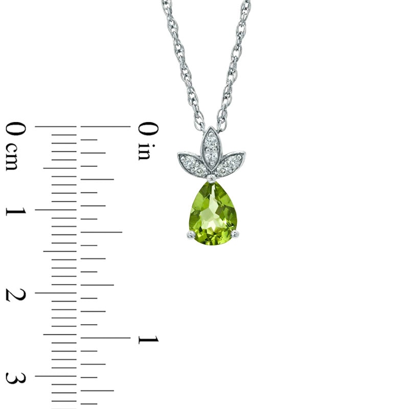 Main Image 3 of Pear-Shaped Peridot and Lab-Created White Sapphire Pendant, Ring and Earrings Set in Sterling Silver - Size 7