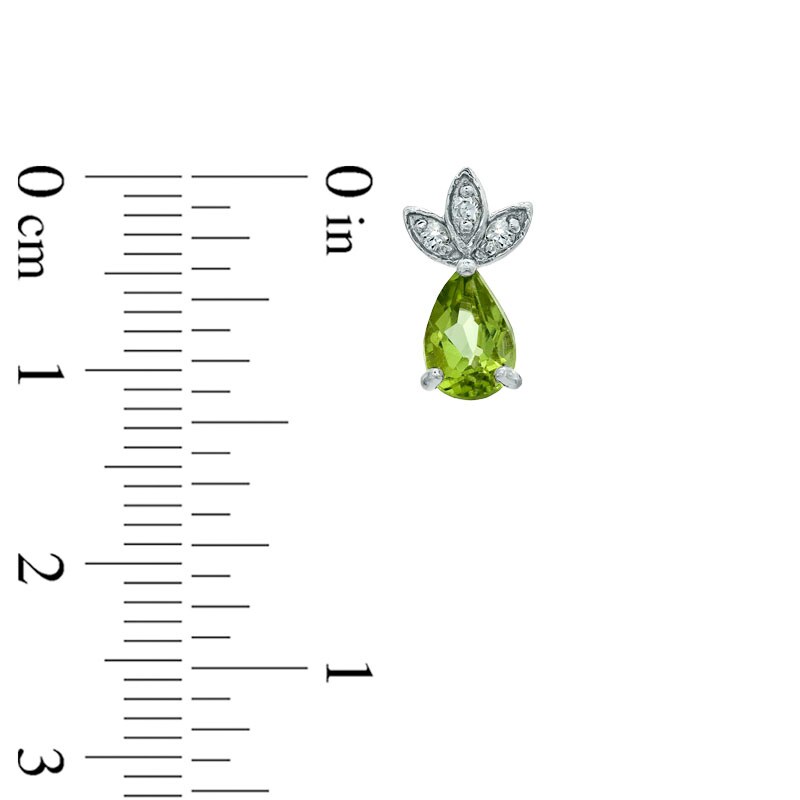 Main Image 4 of Pear-Shaped Peridot and Lab-Created White Sapphire Pendant, Ring and Earrings Set in Sterling Silver - Size 7
