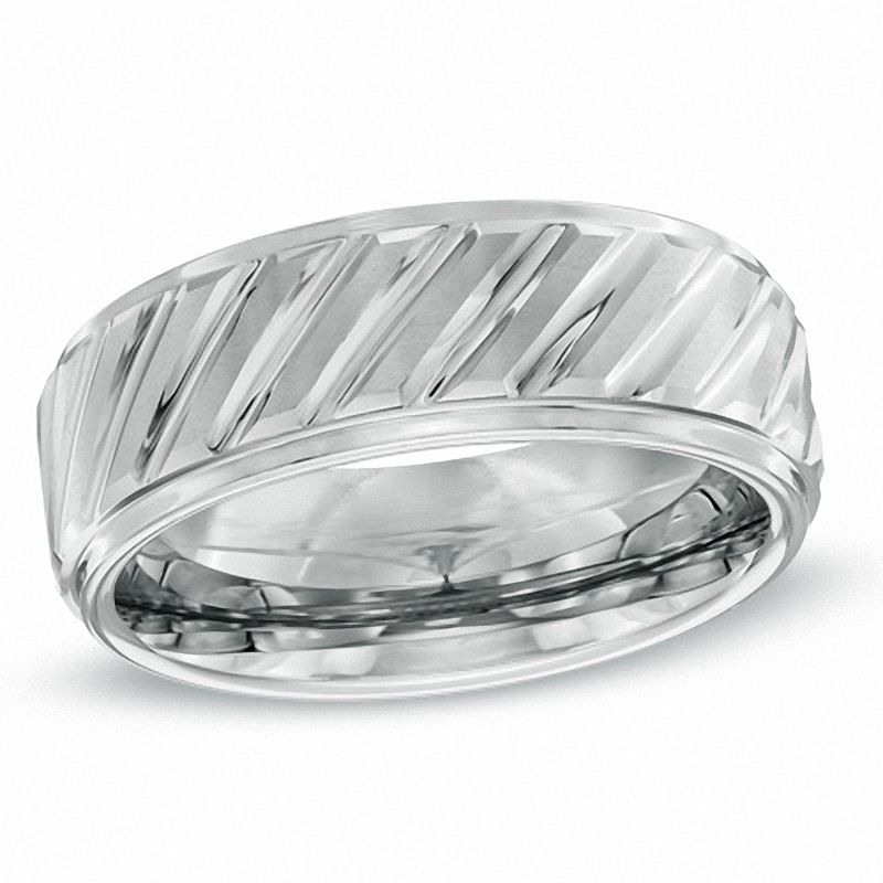 Main Image 1 of Triton 8.0mm Comfort Fit White Tungsten Wedding Band - Size 10