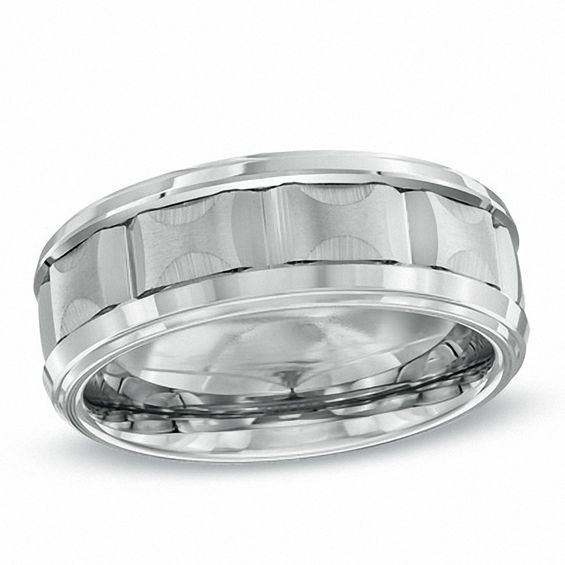 Triton 8.0mm Comfort Fit White Tungsten Wedding Band - Size 10