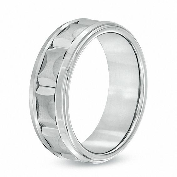 Triton 8.0mm Comfort Fit White Tungsten Wedding Band - Size 10