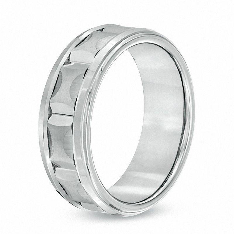 Triton Men's 8.0mm Comfort Fit White Tungsten Wedding Band - Size 10