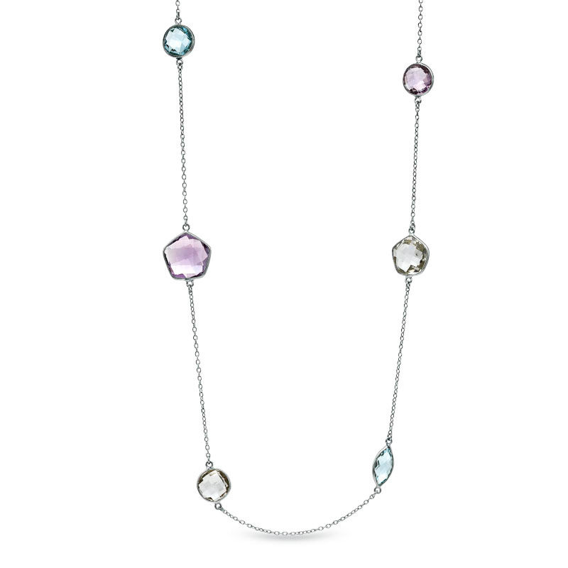 Multi-Gemstone Fashion Necklace in Sterling Silver - 20"