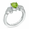 Thumbnail Image 2 of Pear-Shaped Peridot and Lab-Created White Sapphire Pendant, Ring and Earrings Set in Sterling Silver - Size 7