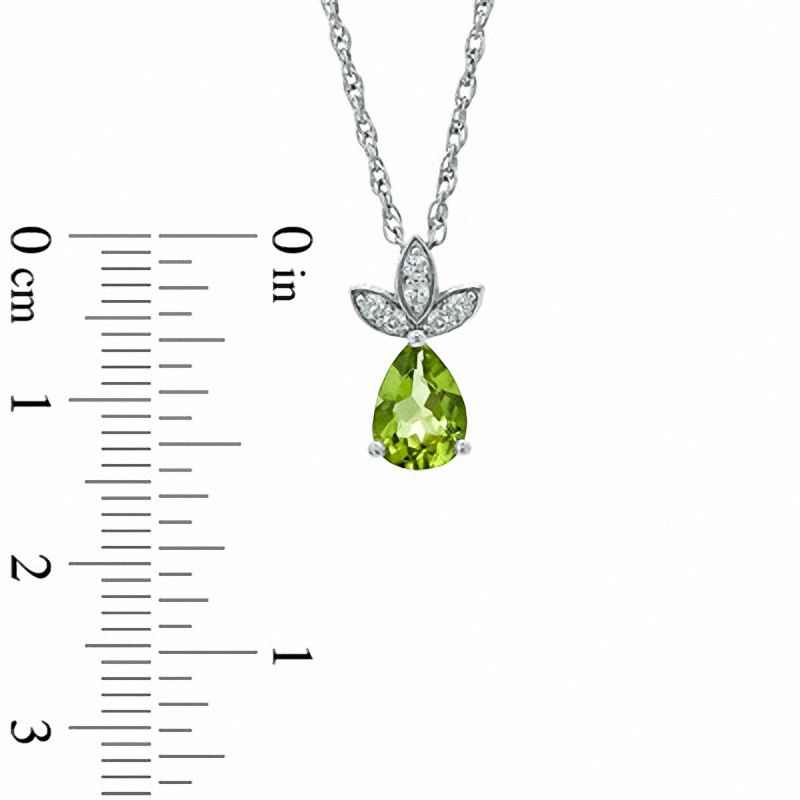 Main Image 3 of Pear-Shaped Peridot and Lab-Created White Sapphire Pendant, Ring and Earrings Set in Sterling Silver - Size 7
