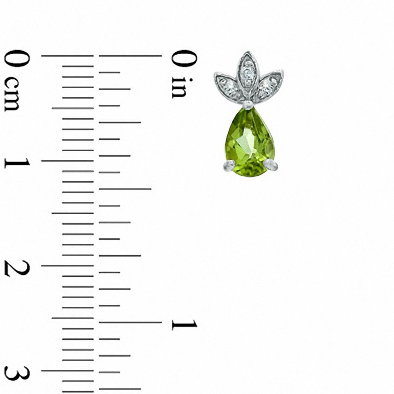 Main Image 4 of Pear-Shaped Peridot and Lab-Created White Sapphire Pendant, Ring and Earrings Set in Sterling Silver - Size 7