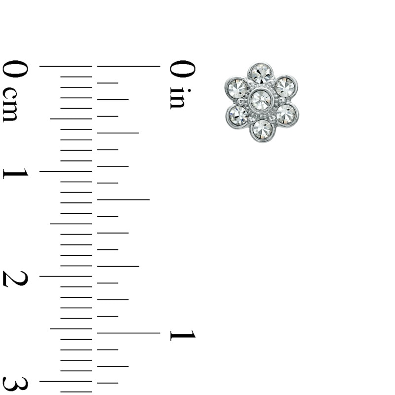 Main Image 2 of AVA Nadri Crystal Flower Stud Earrings in White Rhodium Brass
