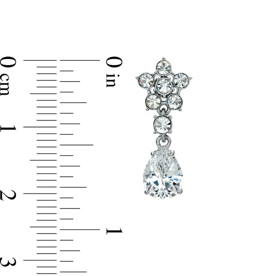 AVA Nadri Pear-Shaped Cubic Zirconia and Crystal Drop Earrings in White Rhodium Brass
