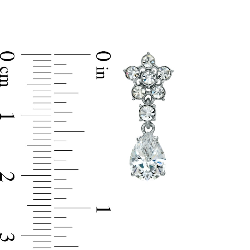 Main Image 2 of AVA Nadri Pear-Shaped Cubic Zirconia and Crystal Drop Earrings in White Rhodium Brass