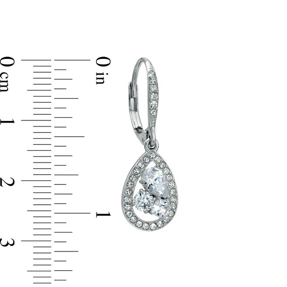 AVA Nadri Cubic Zirconia and Crystal Tear-Drop Earrings in White Rhodium Brass