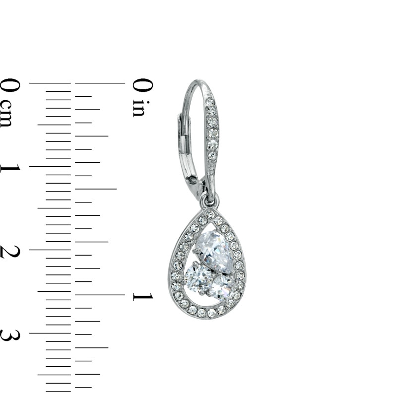 Main Image 2 of AVA Nadri Cubic Zirconia and Crystal Tear-Drop Earrings in White Rhodium Brass
