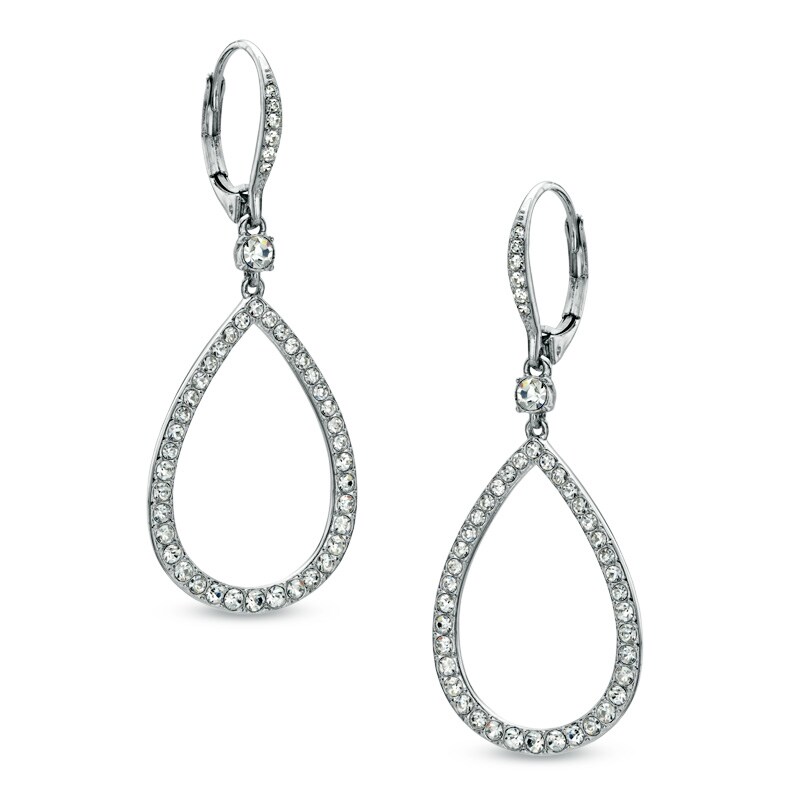 Main Image 1 of AVA Nadri Crystal Tear-Drop Earrings in White Rhodium Brass