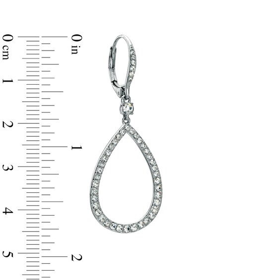 AVA Nadri Crystal Tear-Drop Earrings in White Rhodium Brass