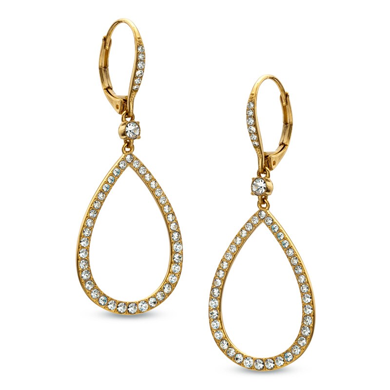 Main Image 1 of AVA Nadri Crystal Tear-Drop Earrings in Brass with 18K Gold Plate