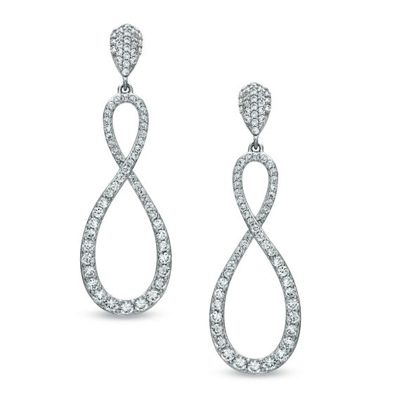 AVA Nadri Crystal Infinity Earrings in White Rhodium Brass