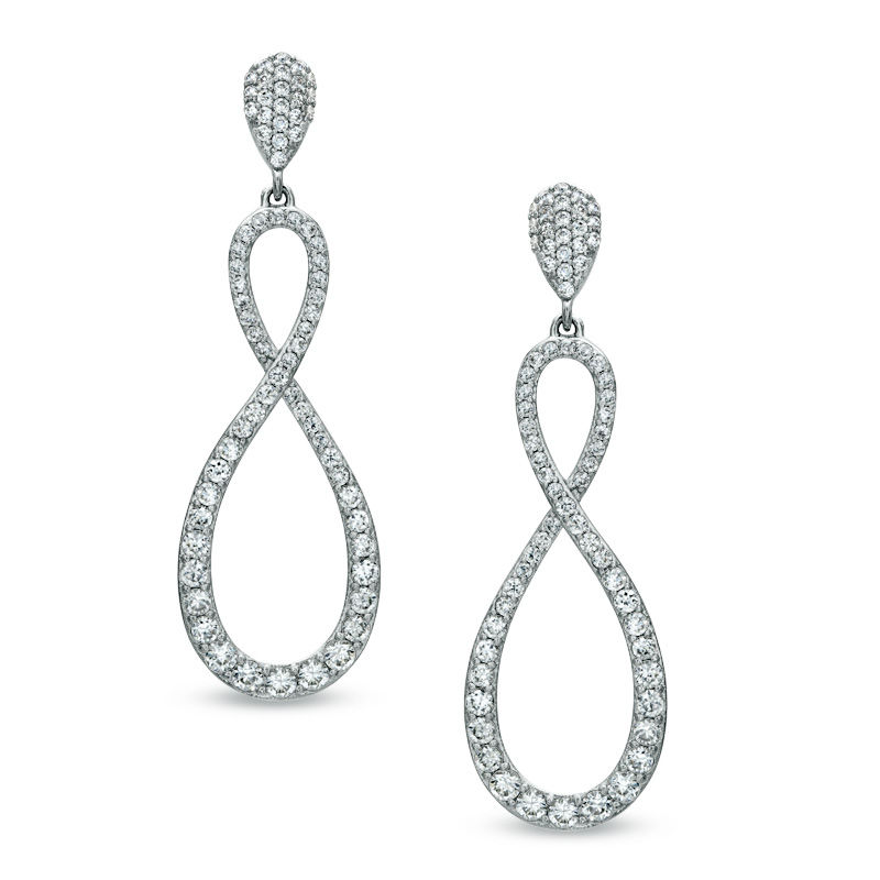 AVA Nadri Crystal Infinity Earrings in White Rhodium Brass