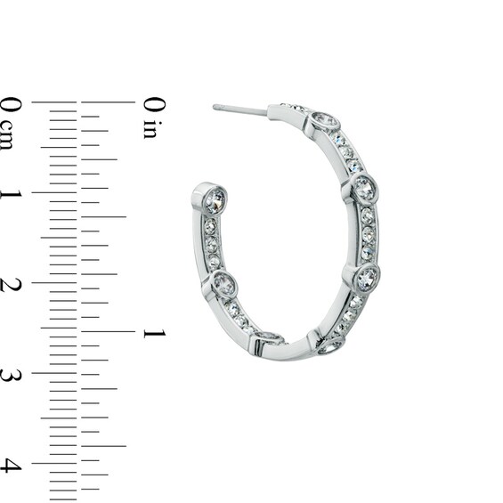 AVA Nadri Cubic Zirconia and Crystal Inside-Out Hoop Earrings in White Rhodium Brass