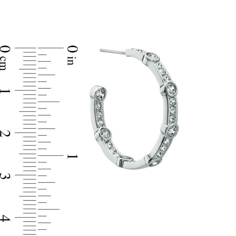 Main Image 2 of AVA Nadri Cubic Zirconia and Crystal Inside-Out Hoop Earrings in White Rhodium Brass