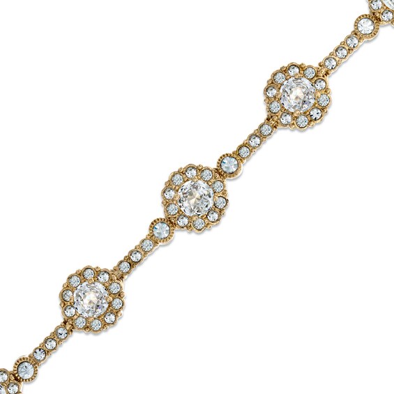 AVA Nadri Cubic Zirconia and Crystal Bracelet in Brass with 18K Gold Plate - 7.5"