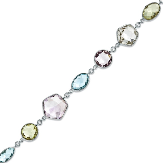 Multi-Gemstone Fashion Bracelet in Sterling Silver - 7.5"