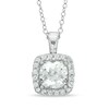 Thumbnail Image 1 of 7.0mm Cushion-Cut Lab-Created White Sapphire Frame Pendant in Sterling Silver
