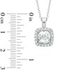 Thumbnail Image 2 of 7.0mm Cushion-Cut Lab-Created White Sapphire Frame Pendant in Sterling Silver