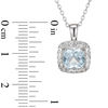 Thumbnail Image 2 of 7.0mm Cushion-Cut Swiss Blue Topaz and Lab-Created White Sapphire Frame Pendant in Sterling Silver