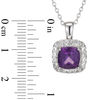 Thumbnail Image 2 of 7.0mm Cushion-Cut Amethyst and Lab-Created White Sapphire Frame Pendant in Sterling Silver