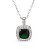 Thumbnail Image 1 of 7.0mm Cushion-Cut Green Quartz Doublet and Lab-Created White Sapphire Frame Pendant in Sterling Silver