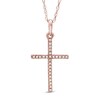 Thumbnail Image 1 of Diamond Accent Lined Cross Pendant in 10K Rose Gold