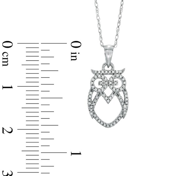 1/10 CT. T.w. Diamond Owl Pendant in 10K White Gold